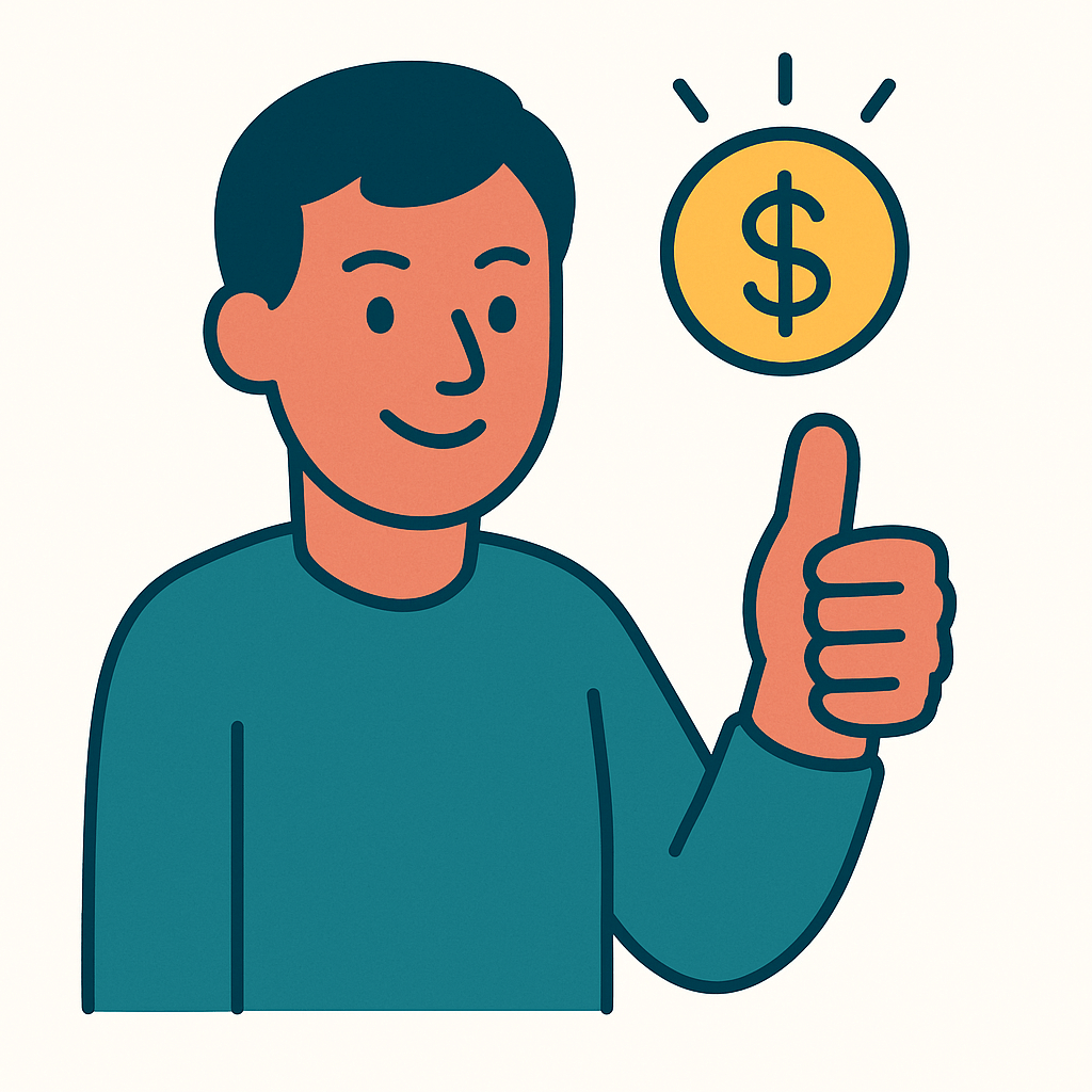 Pessoa com símbolo de dinheiro - retorno financeiro